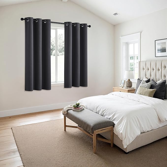 MIULEE Blackout Curtains for Bedroom 2 Panels 34 x 45 Inch Long Dark Grey | - Image 6