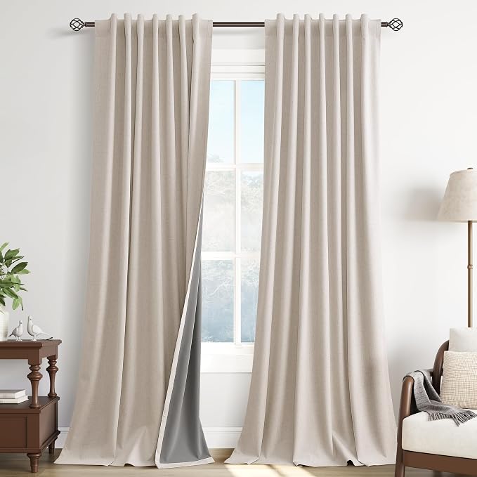 Natural Linen 100% Blackout Curtains by Guken