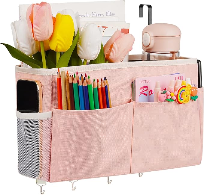 Bedside Caddy Organizer 5 Pockets and 4 Hooks by frjjthchy