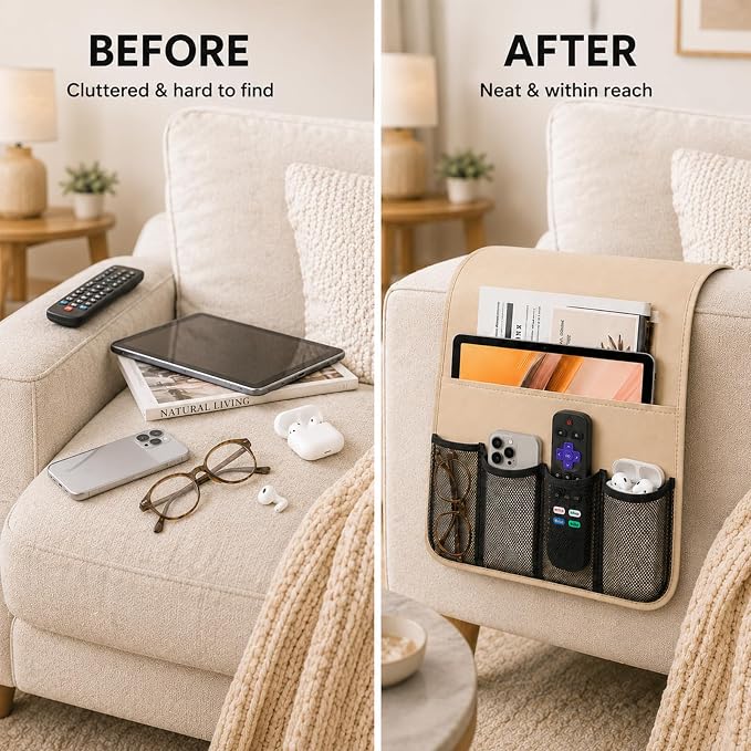 Armchair Caddy for Couch Remote Control Holder Recliner Armrest Organizer Non - Image 4