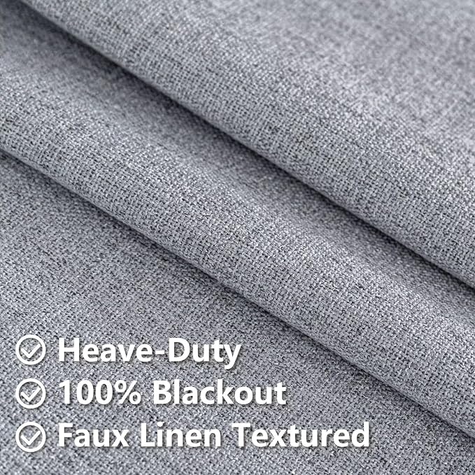 100% Blackout Curtains 108 inch Length 1 Panel Faux Linen Long Drapes - Image 4
