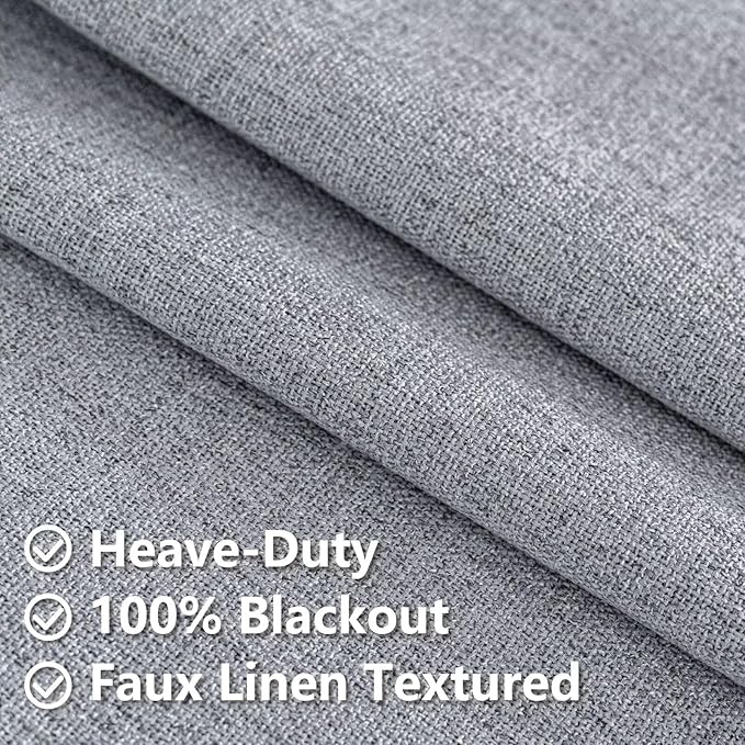 100% Blackout Curtains 96 Inches Long 2 Panels Set, Black Out Curtains for Living Room, Light Grey Thermal Insulated Grommet Drapes Bedroom Luxury Decor Privacy(52W × 96L inch, Light Grey)