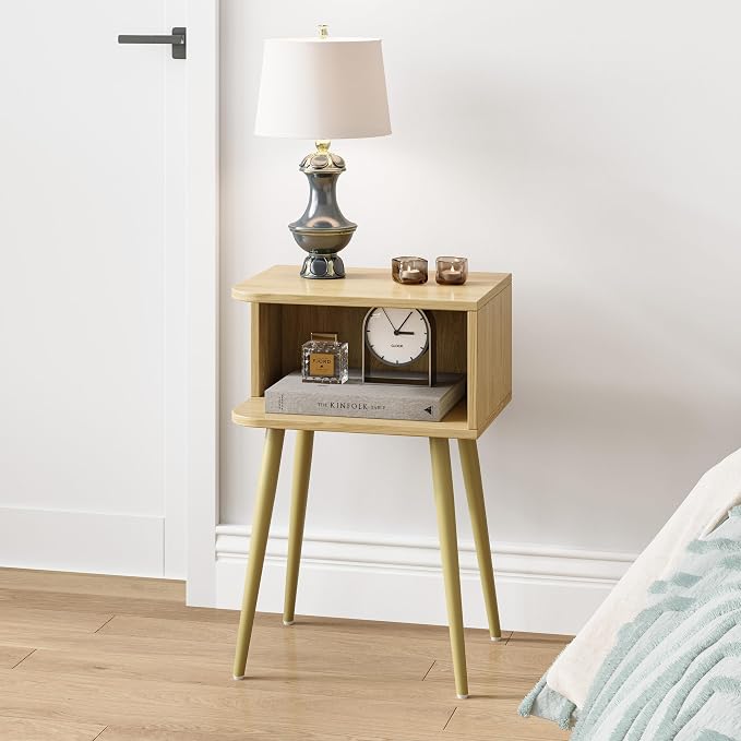 Natural Nightstand Set of 2, Small Bed Side Table - Image 2