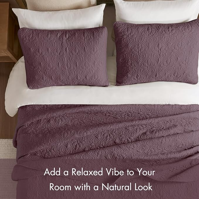 Madison Park Queen Quilt Bedding Set, Cottage-Inspired Damask, Classic Stitch - Image 5