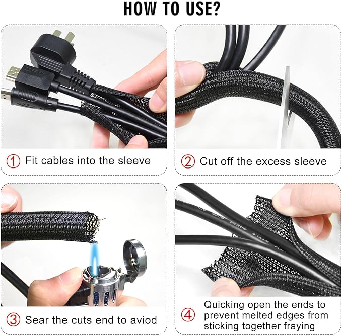 Moxita 10ft - 1/2 inch Cord Protector Cable Sleeve Split Wire Loom Tubing for Power Cord Audio USB Cable, Cord Sleeve Cable Management for TV Computer, Cord Protectors from Pets Chewing, Black