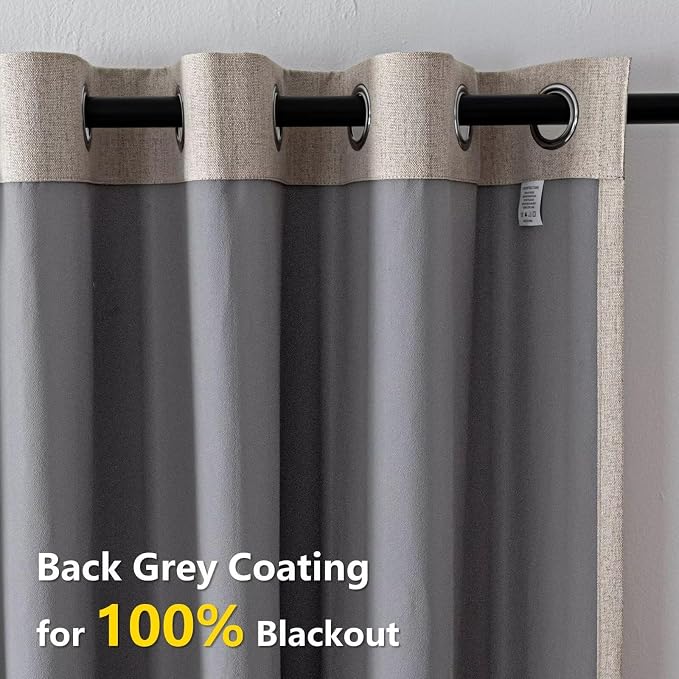 IGEMAEVE Blackout Curtains & Drapes Light Beige 100" W x 96" L | Bedroom | - Image 3