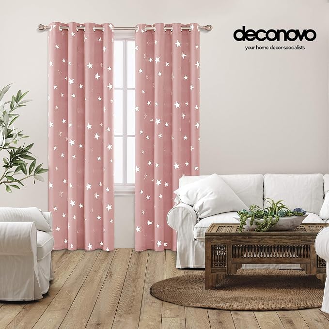 Deconovo Coral Pink Blackout Curtains 2 Panel Set - Image 4