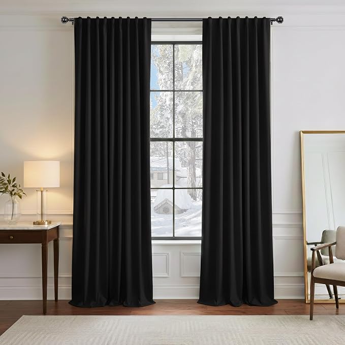 PONY DANCE Black Out Curtains 96 inch Long, 52 Inch Wide, 2 Panels, Back Tab by PONYDANCE