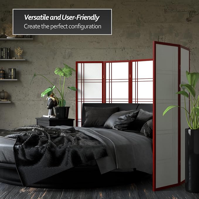 Red Lantern 5 ft. Tall Double Cross Shoji Screen - Image 3