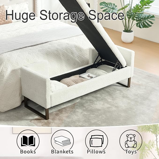 Chifee & Vingol 64" W Storage Benches End of Bed Bench - Image 4
