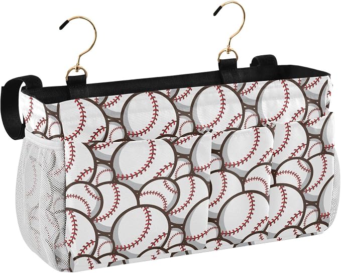 Baseball tag8 Bedside Caddy Storage Bag Bedside Organizer by KOPIRIT