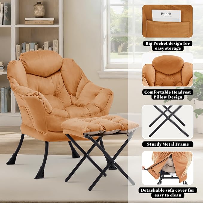 Lazy Chair with Ottoman, Comfy Reading Chair, Lounge Chair - Image 6