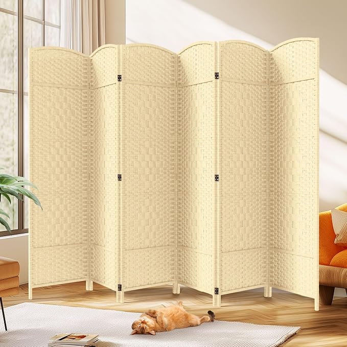 Rattan Room Divider, 6-Panel Folding Privacy Screen 6ft. Extra Wide | Double by Jostyle