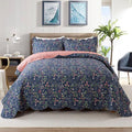 3-Piece Quilt Set Quilted Bedspread Lightweight Coverlet Set Garden Style by Travan
