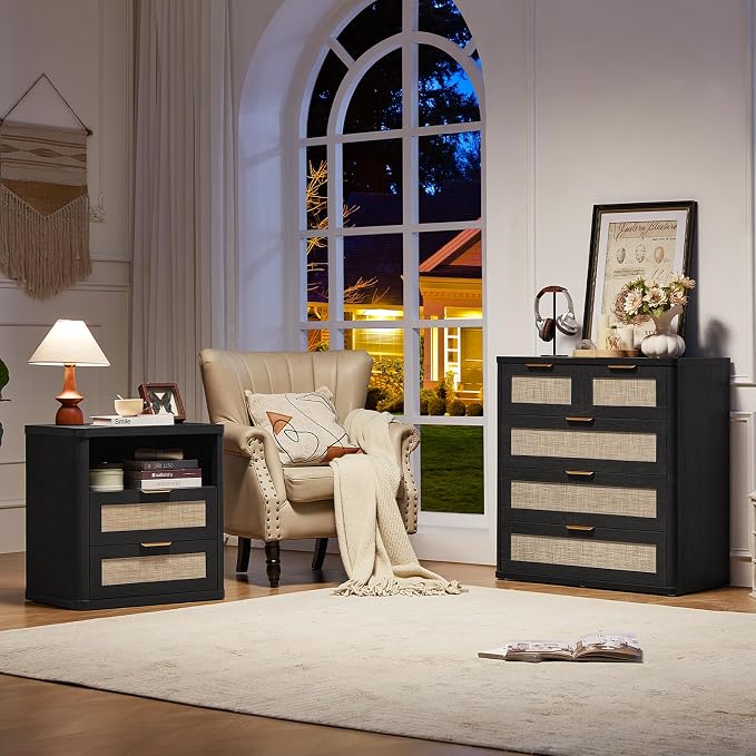 LEYAOYAO Rattan Dresser for Bedroom, 33.5" Tall Chest of Drawers, Modern 5 - Image 5