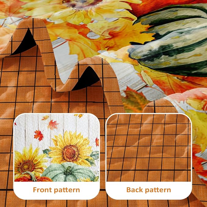 Yiran Happy Thanksgiving Harvest Quilt Queen Size, Fall Bedding Set | Pumpkin - Image 8
