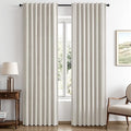 MIULEE 100% Blackout Linen Curtains 42 x 63 Inch Cream White 2 Panels | Thermal by MIULEE