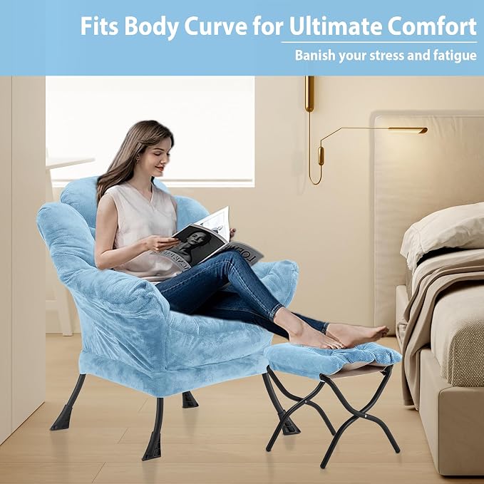 Youtanic Lazy Chair with Folding Ottoman, Accent Chair Plush Upholstered with - Image 5