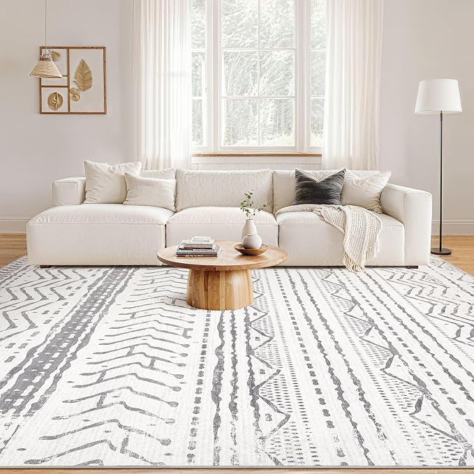 Nakagishi Area Rugs 8x10 Living Room: Washable Boho Large Neutral Soft - Image 4