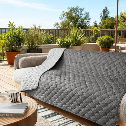 gogobunny 100% Double-Sided Waterproof Dog Bed Cover Pet Blanket Sofa Couch Furniture Protector for Puppy Large Dog Cat, Reversible (82x102 Inch (Pack of 1), Dark Grey/Light Grey)