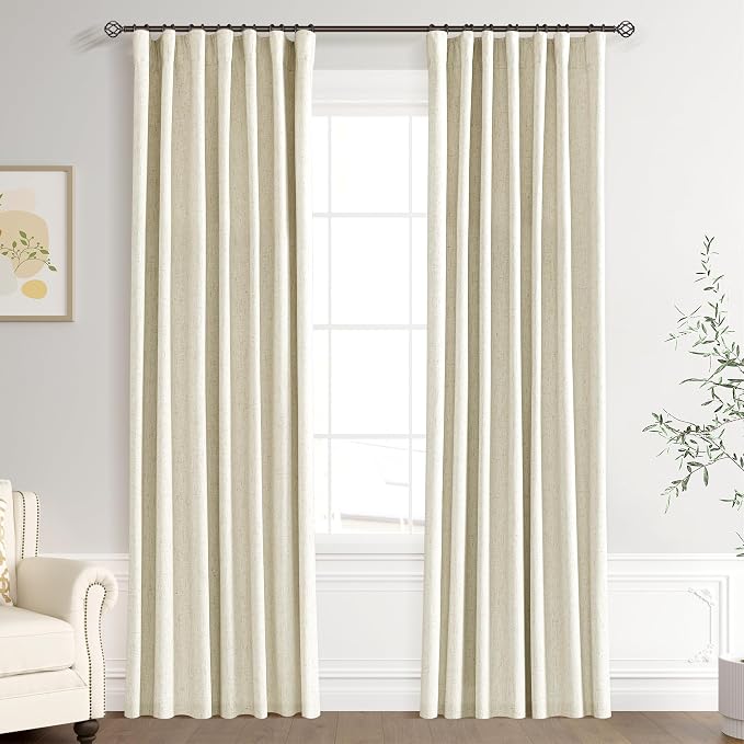 Joywell 100% Blackout Linen Curtains 84 Inch Long by Joywell