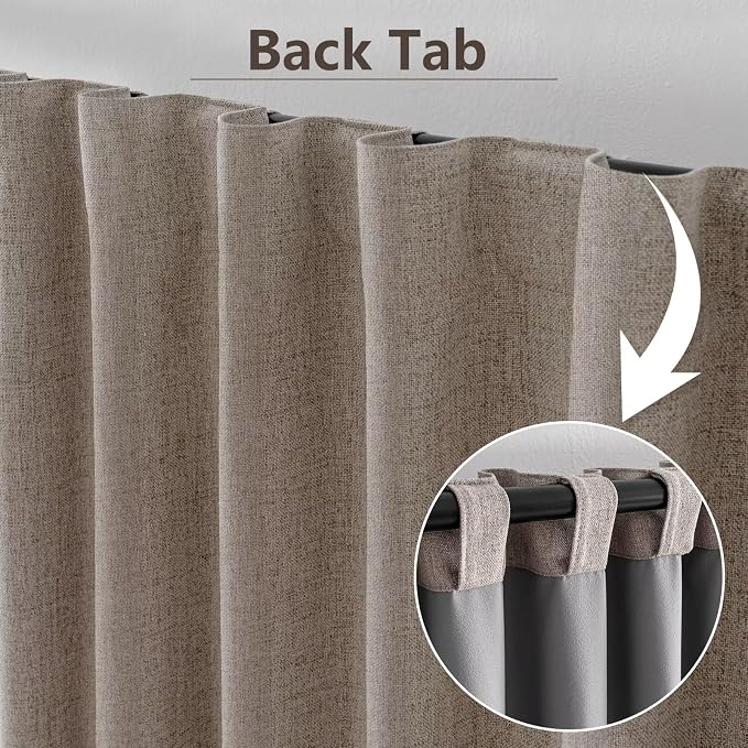 100% Blackout Curtains 96 inch Length1 Panel Faux Linen Long Drapes - Image 2
