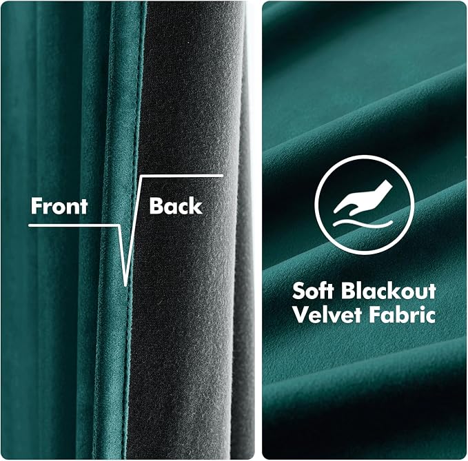 MIULEE Velvet Curtains Christmas Dark Green 52 x 96 Inch Length Set of 2 | - Image 3