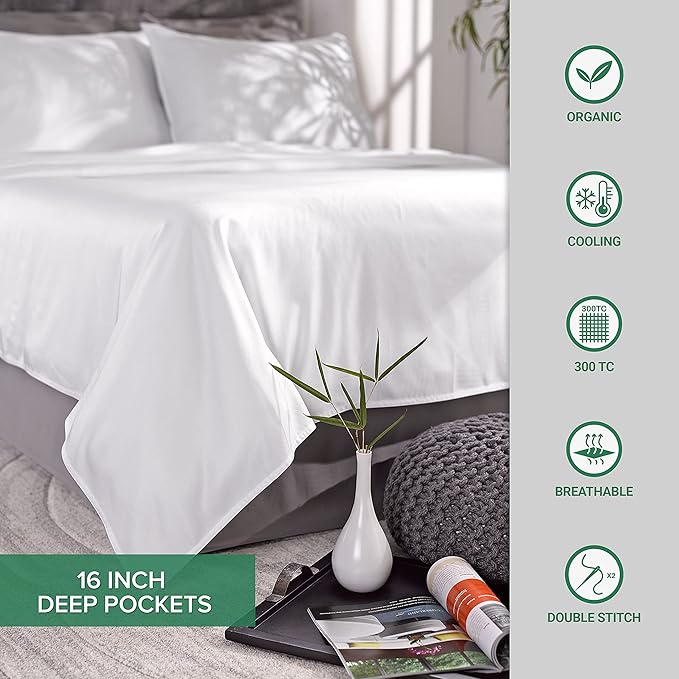 Pure Bamboo Twin Sheets, Genuine 100% Organic Viscose Derived from Bamboo Bed Sheet Set, Luxuriously Soft & Cooling, Double Stitching, 2 Year Quality Promise (Twin, Almond)