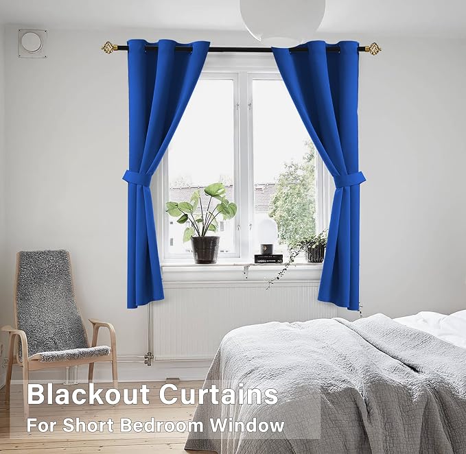 KOUFALL Blue Christmas Short Curtains - Image 2