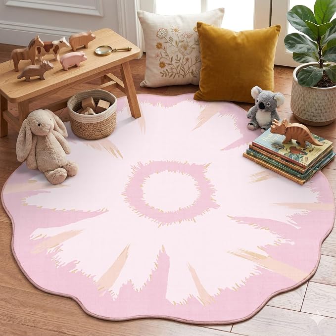 Latte&Fog 4ft Pink Round Area Rug by LatteFog