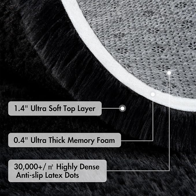 9x12 Ft Large Shag Black Rug for Living Room, Ultra Soft Fluffy Furry Area Rugs - Image 8