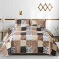 Mybedsoul Brown Quilt Set Twin Size Dorm Bedding, 2 Pieces Plaid Floral by Mybedsoul