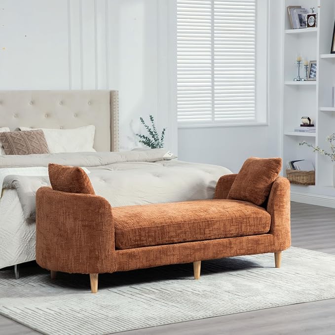 77.2" Oversized Chaise Lounge, Curved Soft End of Bed Bench - Image 9