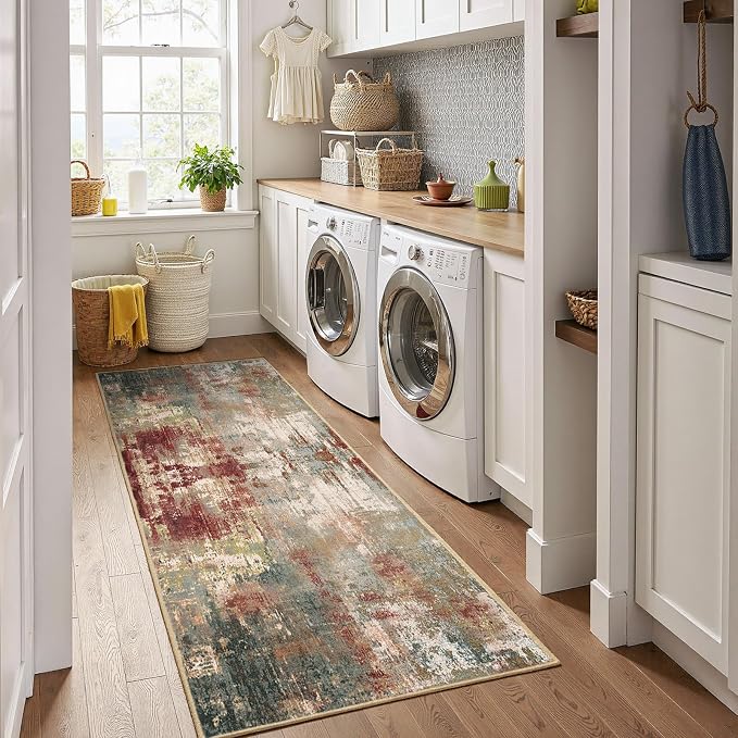 RELEANY Washable Runner 2'x6' Abstract Area Rug - Image 4