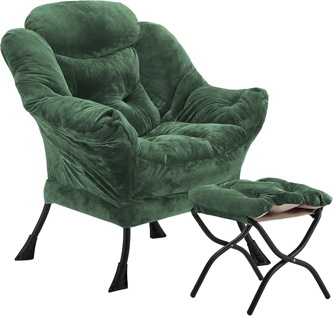 Youtanic Lazy Chair with Folding Ottoman, Accent Chair Plush Upholstered with by Youtanic