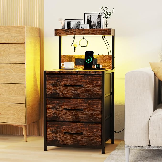 SZLHANJZ LED Night Stand, Nightstand - Image 8