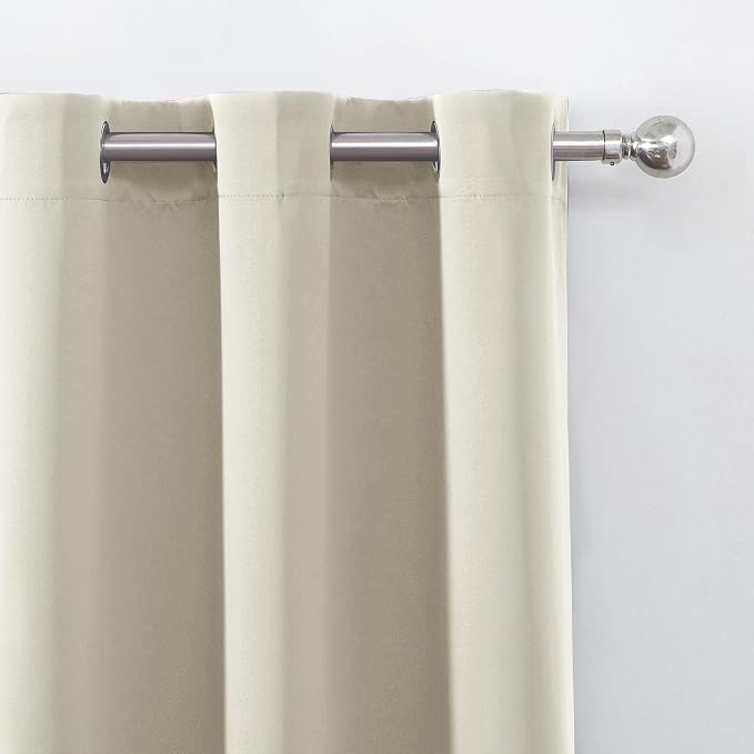100% Blackout Curtains with Black Liner/Light Beige Curtains 52 x 84 Inch/Set - Image 6