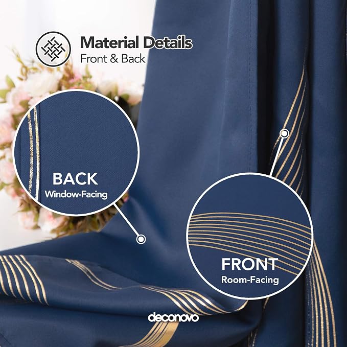 Deconovo Curtains for Living Room, Pattern Blackout Curtains 95 Inches Long | - Image 5