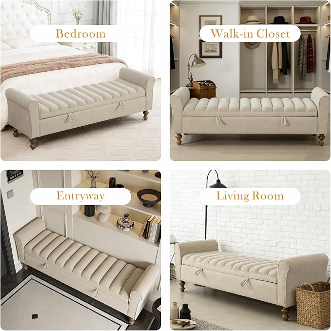 Aoiy & Wifon 65.7" W Large Storage Ottoman Bench, King Size End of Bed Storage - Image 6