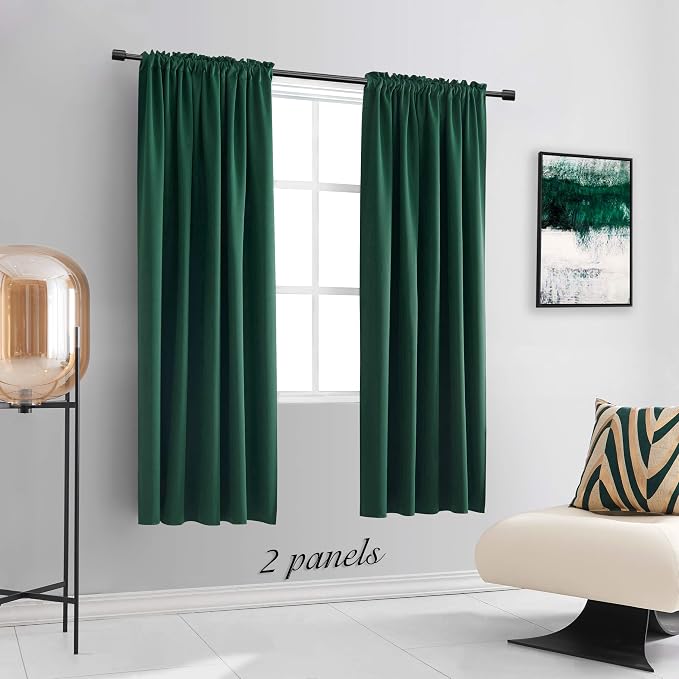 Hunter Green Blackout Thermal Insulating Window Curtain Panels - Image 2