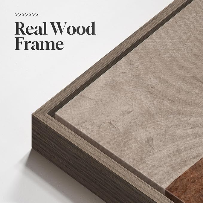 Framed Neutral Abstract Wall Art, 3 Piece Earth Tones Rustic Canvas Prints - Image 6