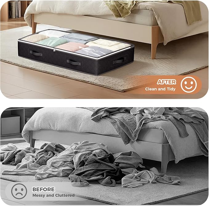 95L Under Bed Storage Containers, 6 Pack Clothes Storage Bins | Foldable - Image 7
