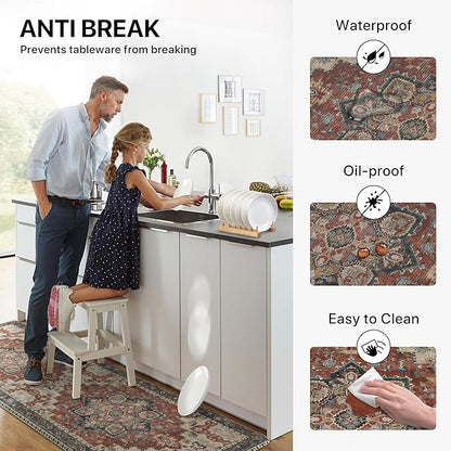 GENIMO Kitchen Mats for Floor, Washable Anti Fatigue Mat for Cushioned, 17.3"x59", Waterproof Kitchen Rugs, Non Slip Foam Comfort Standing Mat Rug for Home, Runner, Sink, Laundry, Bordeaux