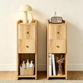 Narrow Nightstand Set of 2, Wooden Small 2 Drawer Nightstand, Slim Side End by FurSchFurniture