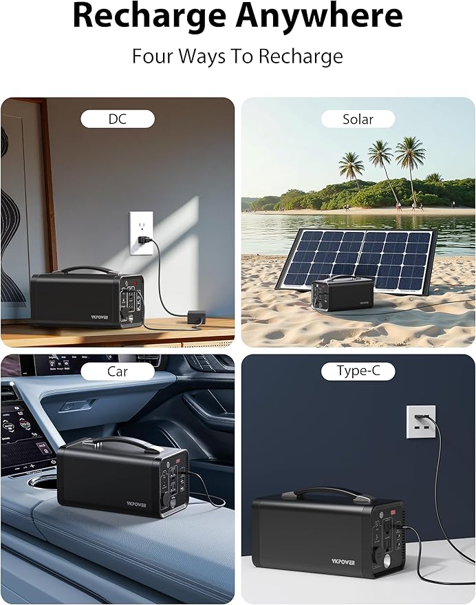 YKPOWER Power Station 80000mAh,Solar Generator with 300W AC Outlet,296Wh Lithium Battery Portable Power Station with 8 Port Power Bank for home use,RV,Outdoor,Camping