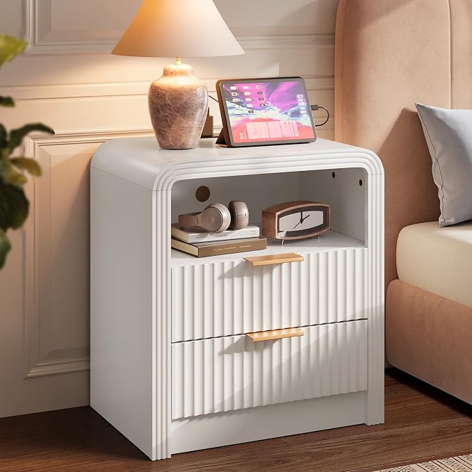 Decofy Fluted 2-Drawer Nightstand - Image 3