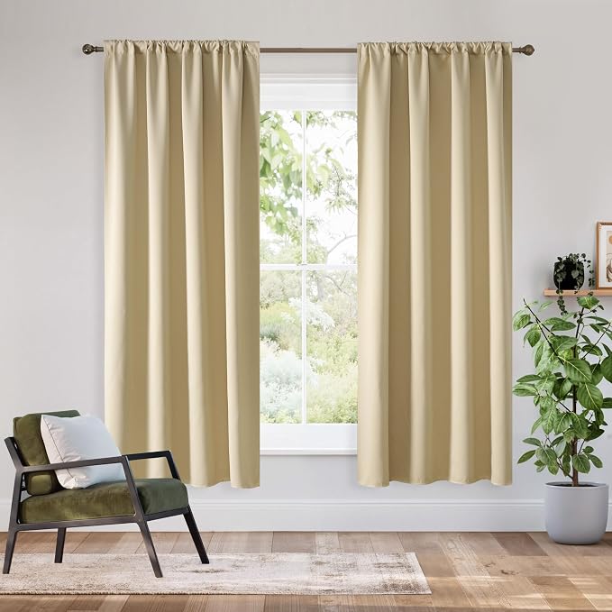 RYB HOME Bedroom Blackout Curtains 54 inches Long, 100% Blackout | Thermal by RYBHOME