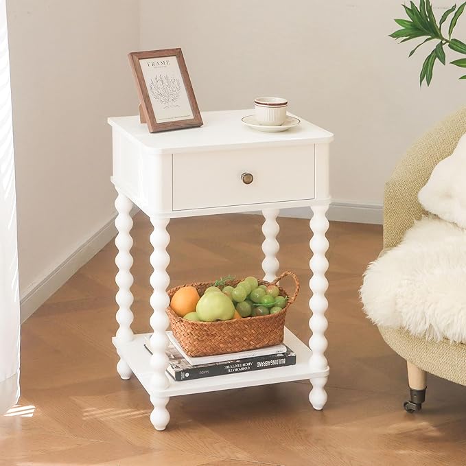 AWASEN White Nightstand, Small Side Table - Image 2