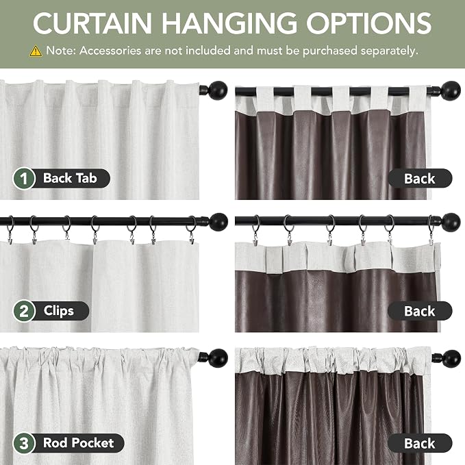 Deconovo Faux Linen 100% Blackout Curtains - Image 5