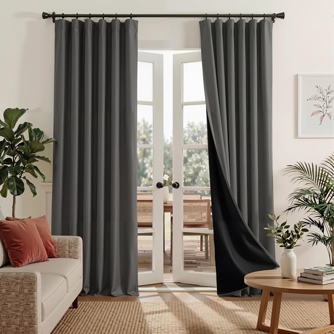 RYB HOME 100% Blackout Grey Curtains by RYBHOME